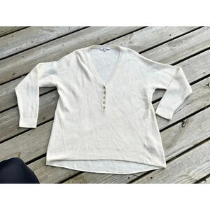Madewell Asherton Waffle Henley Sweater-Ivory-Size Small NC737 Oversized NWOT